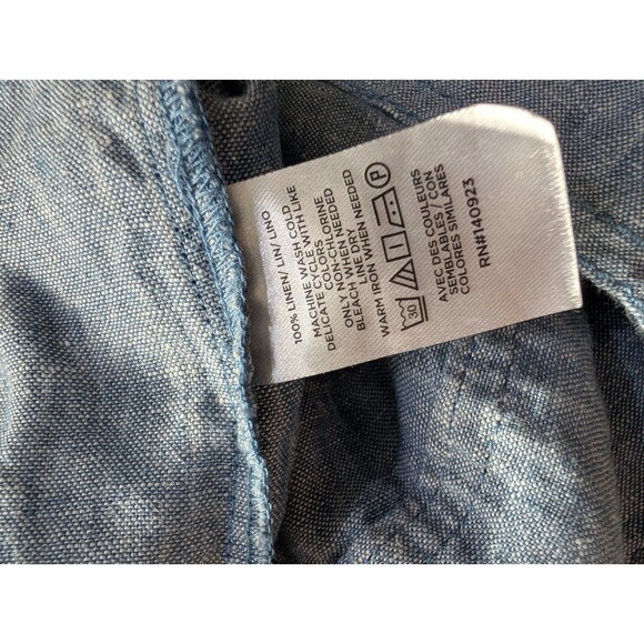 Loft Linen Mini Dress Size 4 Blue Beach Coastal - Picture 4 of 6